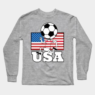 Soccer Fan with Flag Kid Long Sleeve T-Shirt